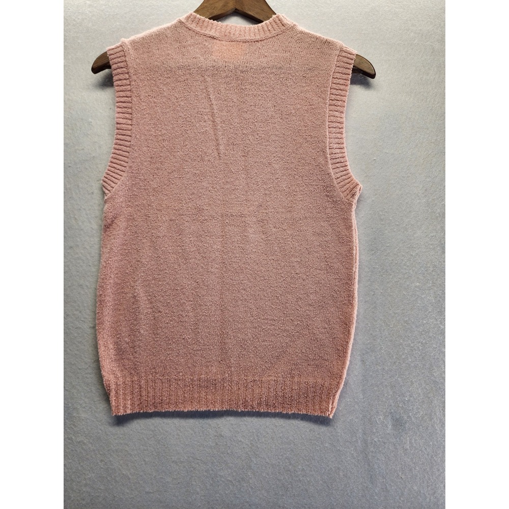 Pendleton‎ Pink Virgin Wool Knit Sweater Vest Gold Button Shoulder Medium - Picture 9 of 9